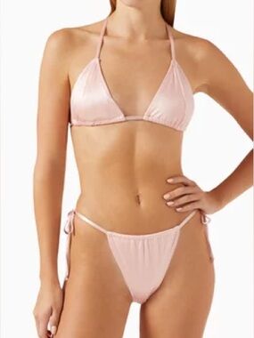 NWT Good American Pink Triangle String Bikini Set